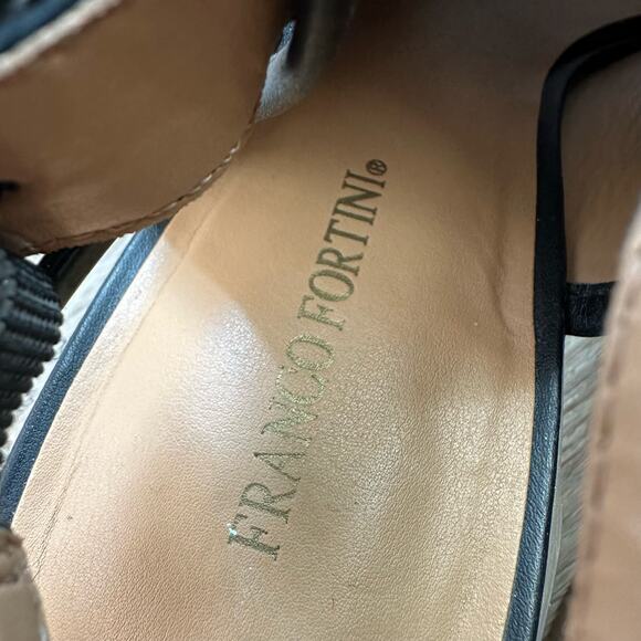 Franco Fortini | Size 9.5 Aniston Leather Peep Toe Block Heel Buckle Strap - Picture 10 of 11